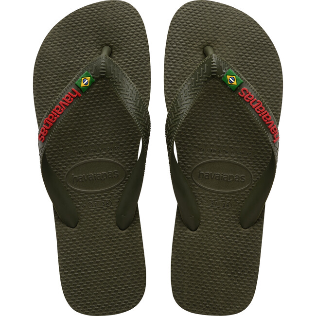 Men's Brazil Logo Flip Flops, Moss - Sandals - 1