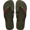 Men's Brazil Logo Flip Flops, Moss - Sandals - 1 - thumbnail