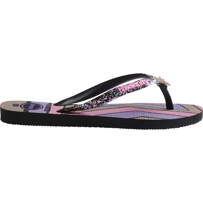 Kids Slim Glitter II Flip Flops, Black - Sandals - 3