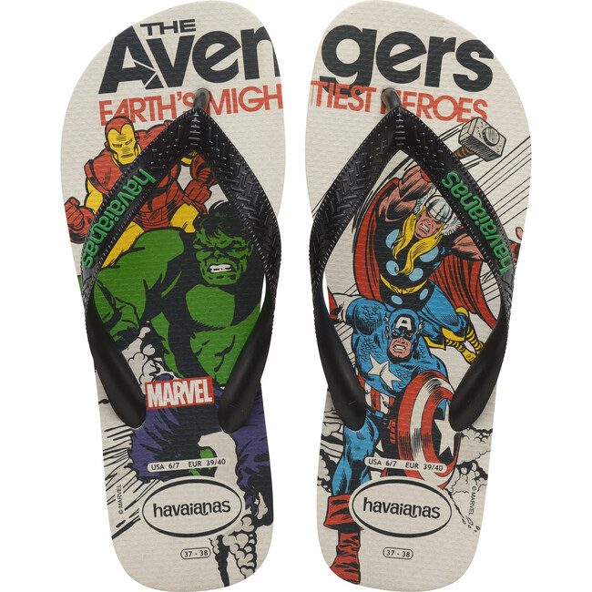 Mens Top Marvel Classics Flip Flops, Beige