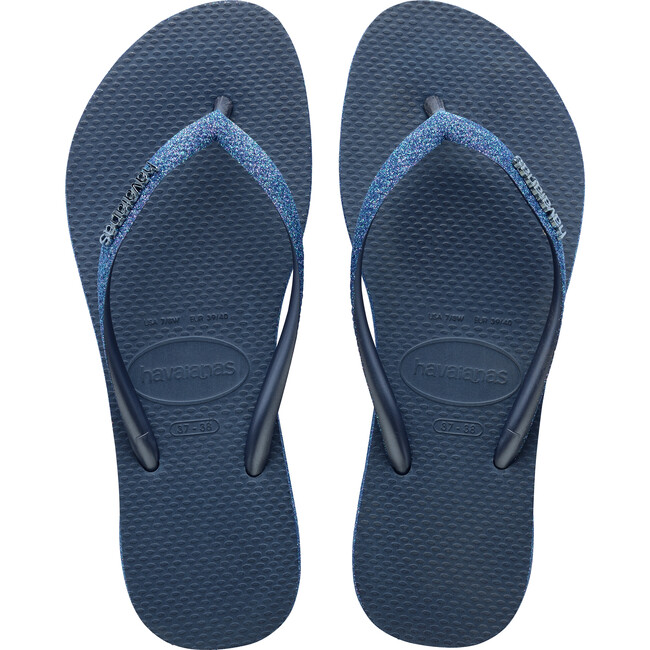 Slim Sparkle II Flip Flops, Indigo Blue - Sandals - 1