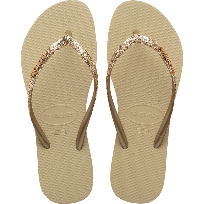 Slim Glitter II Flip Flops, Sand Grey - Sandals - 1