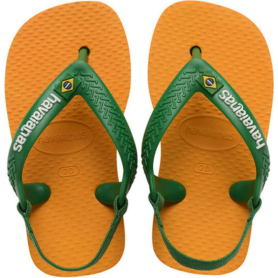 Baby Brazil Logo Flip Flops, Orange Citrus - Sandals - 1