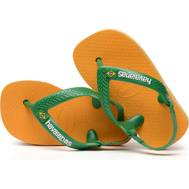 Baby Brazil Logo Flip Flops, Orange Citrus - Sandals - 4