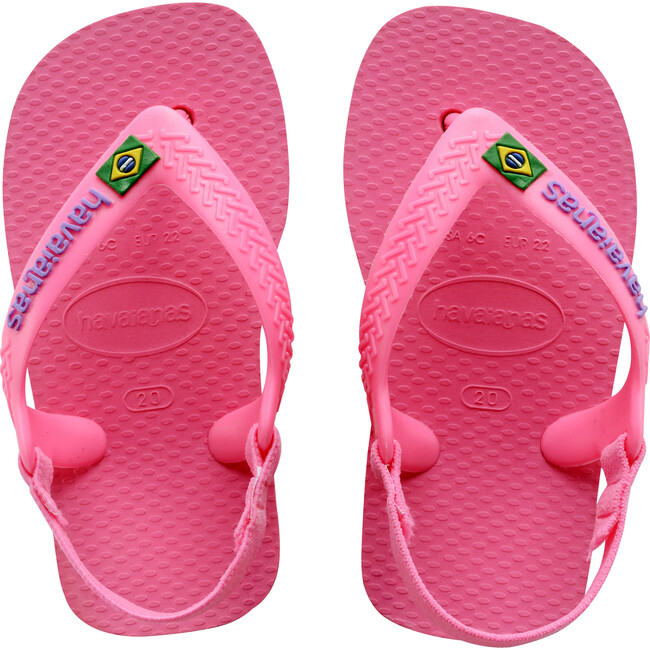Baby Brazil Logo Flip Flops, Crystal Rose