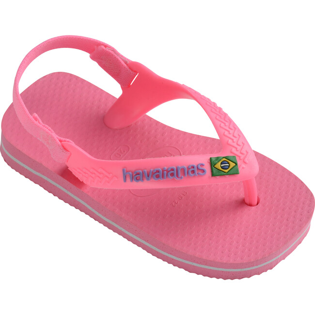 Baby Brazil Logo Flip Flops, Crystal Rose