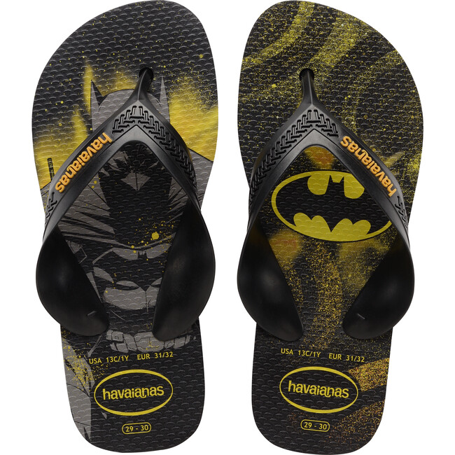 Kids Max Heroes Flip Flops, Black & Citrus Orange - Sandals - 1