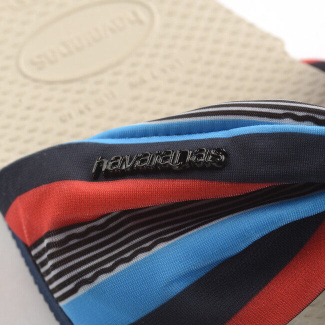 You St Tropez Flip Flops, Beige & Navy Blue - Sandals - 4