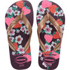 Kids Flores Flip Flops, Eggplant & Rose Gold - Sandals - 1 - thumbnail