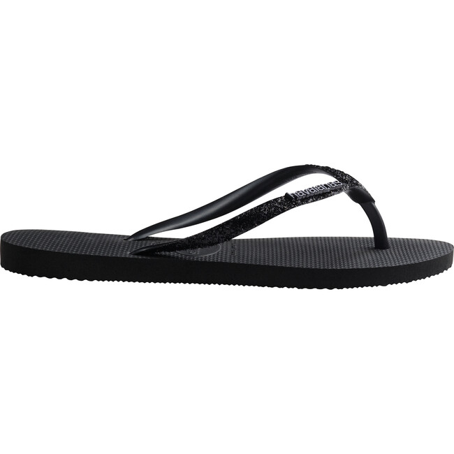 Slim Glitter II Flip Flops, Black & Dark Grey - Sandals - 3