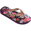 Kids Flores Flip Flops, Eggplant & Rose Gold - Sandals - 2