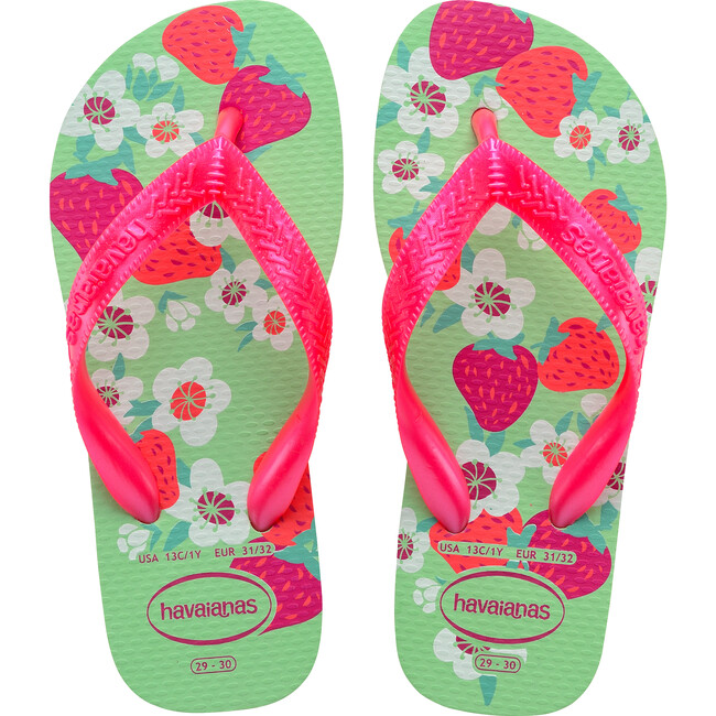 Kids Flores Flip Flops, Green Garden - Sandals - 1