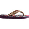 Kids Flores Flip Flops, Eggplant & Rose Gold - Sandals - 3