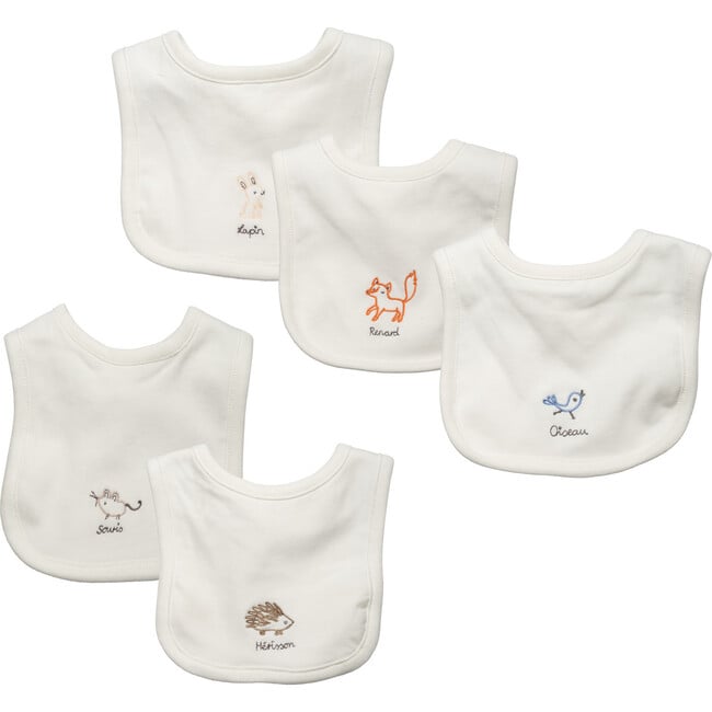 Baby Animal 5 Piece Bib Set, White - Mixed Accessories Set - 1