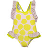 Elephant and Yellow Balls One Piece Swimsuit, Pink and Yellow - One Pieces - 1 - thumbnail