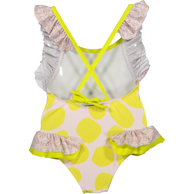 Elephant and Yellow Balls One Piece Swimsuit, Pink and Yellow - One Pieces - 3