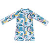 Mini Taylor Baby Long Sleeve Sunsuit, Ocean Candy Wave Pacific Blue - One Pieces - 1 - thumbnail