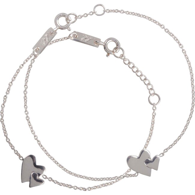 Our Hearts Beat As One Bracelet Set, Silver