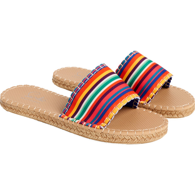 x Frances Valentine Women Cabana Slide Water Shoe, Candy Stripe - Slip Ons - 3