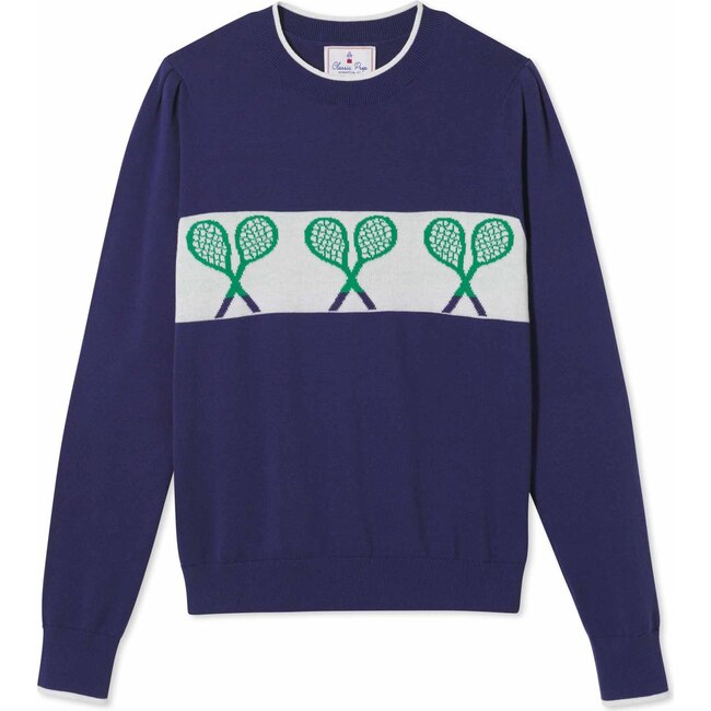 Women's Darby Tennis Sweater, Blue Ribbon - Sweaters - 1