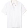 Men's Short Sleeve Huck Polo Solid Pique, Bright White - Polo Shirts - 1 - thumbnail