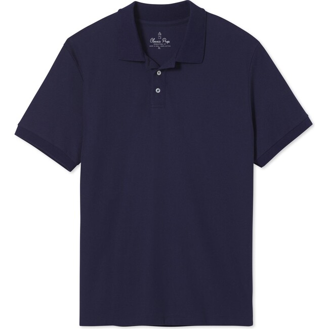 Men's Short Sleeve Huck Polo Solid Pique, Blue Ribbon - Polo Shirts - 1