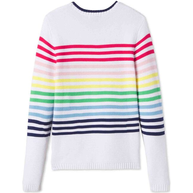 Women's Ella Relaxed Rainbow Sweater, Bright White - Sweaters - 3