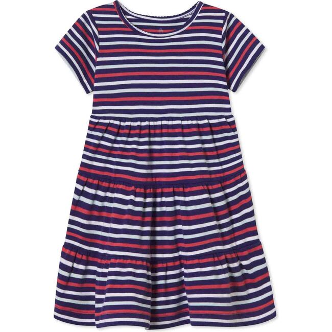 Short Sleeve Holly Tiered Dress, East Beach Stripe - Dresses - 1