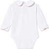 Long Sleeve Izzy Onesie Solid, Bright White with Lilly's Pink Ric Rac - Onesies - 2