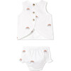 Poppy Dress Bloomer Set Rainbow Embroidery, Rainbow Embroidery on Bright White - Mixed Apparel Set - 3