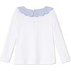 Long Sleeve Julia Top with Oxford, Bright White with Nantucket Breeze Collar - Shirts - 1 - thumbnail