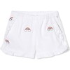 Milly Short, Rainbow Embroidery on Bright White - Shorts - 1 - thumbnail