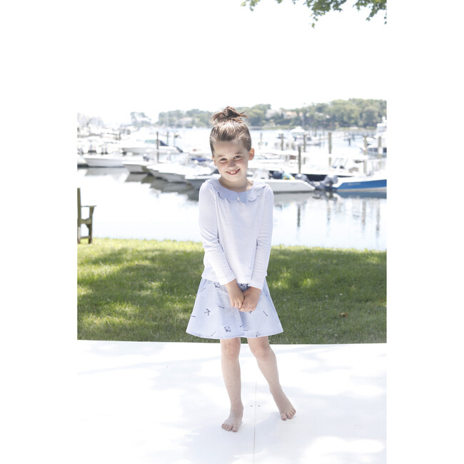 Long Sleeve Julia Top with Oxford, Bright White with Nantucket Breeze Collar