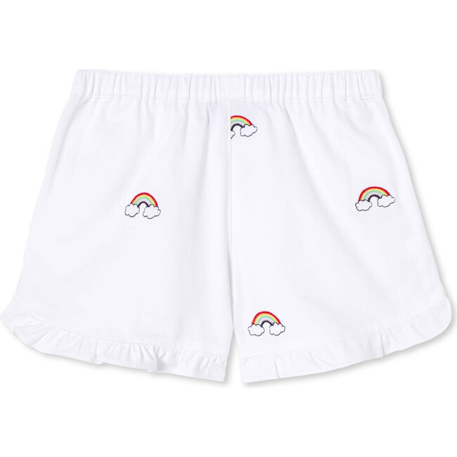 Milly Short, Rainbow Embroidery on Bright White