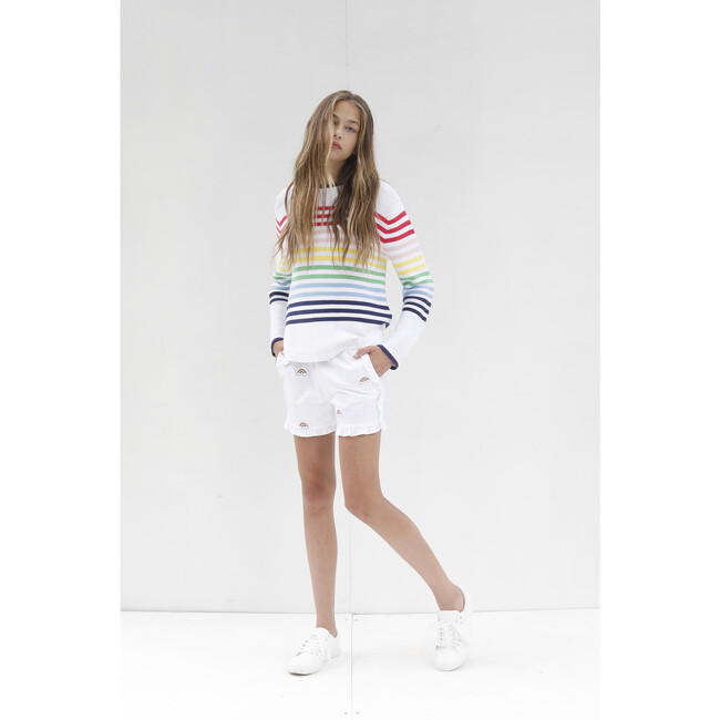 Ella Relaxed Rainbow Sweater, Bright White