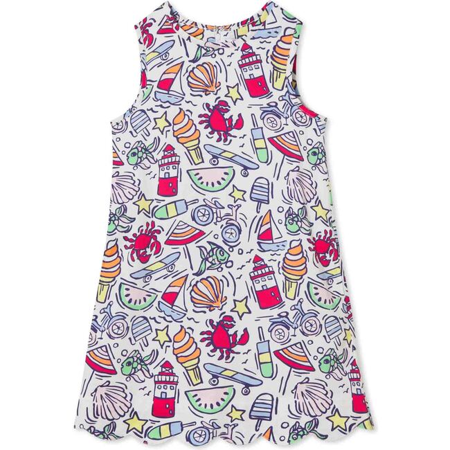 Piper Scallop Shift Dress, Cool Cool Summer Print