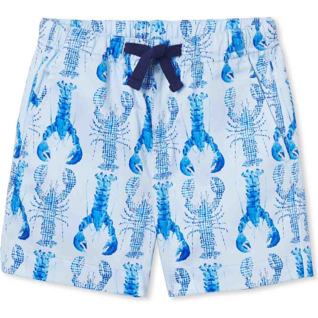 Andrew Pull on Short Gingham Lobsters Print, Blue