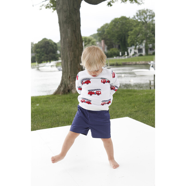 Charlie Firetruck Allover Sweater, Bright White - Sweaters - 2