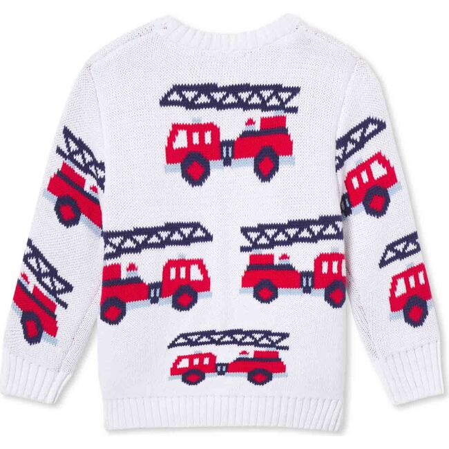 Charlie Firetruck Allover Sweater, Bright White - Sweaters - 3