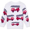 Charlie Firetruck Allover Sweater, Bright White - Sweaters - 3