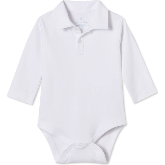Long Sleeve Hayes Polo Onesie Solid, Bright White