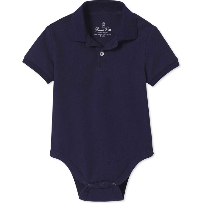 Short Sleeve Hayes Polo Onesie Solid, Blue Ribbon