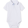 Short Sleeve Hayes Polo Onesie with Oxford, Bright White with Nantucket Breeze Collar - Onesies - 1 - thumbnail