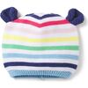 Baby Sweater Knit Hat Rainbow Stripe, Bright White - Hats - 1 - thumbnail