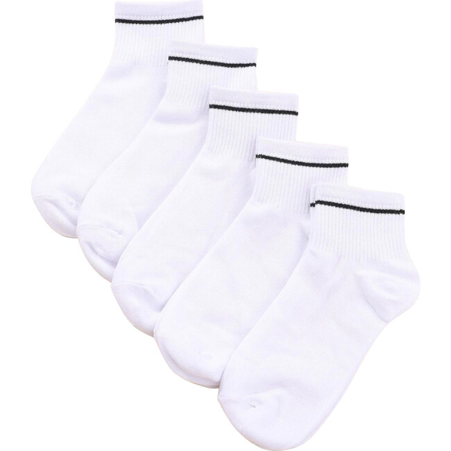 Women's Five Pack Ankle Sport Socks, White