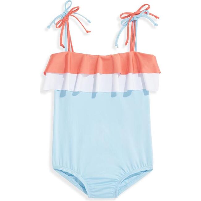 Newport One Piece Bathing Suit, Blue White Coral