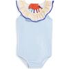 Lainey Bathing Suit, Blue and White Stripe with Rainbow - One Pieces - 1 - thumbnail