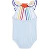 Lainey Bathing Suit, Blue and White Stripe with Rainbow - One Pieces - 2