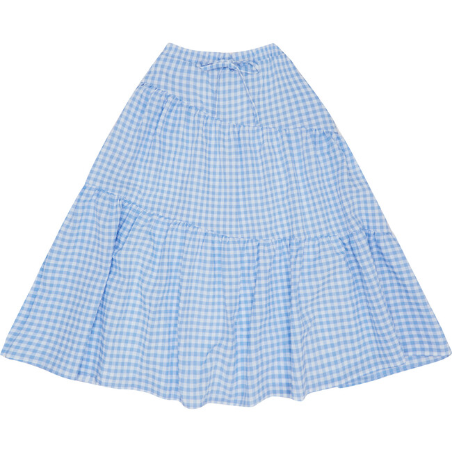 Greta Gingham Skirt, Sky Blue