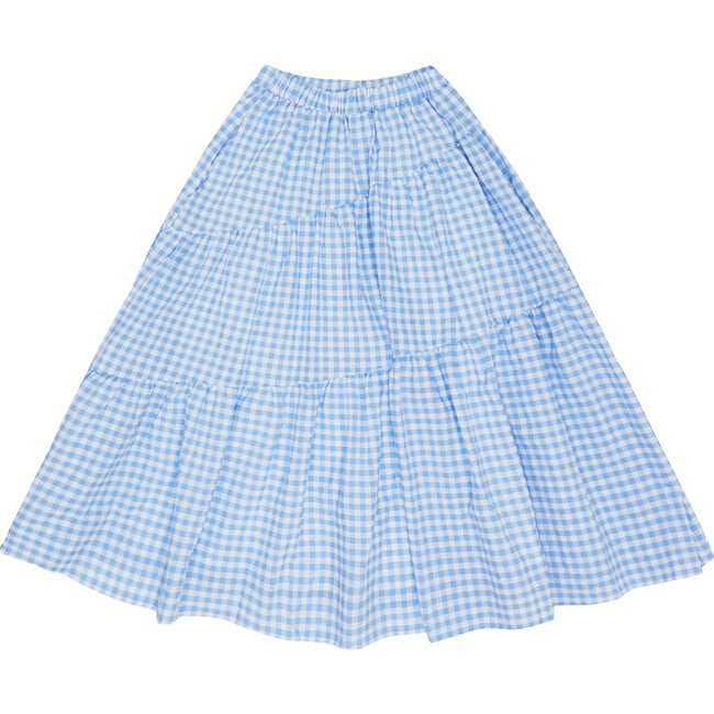 Greta Gingham Skirt, Sky Blue - Skirts - 2